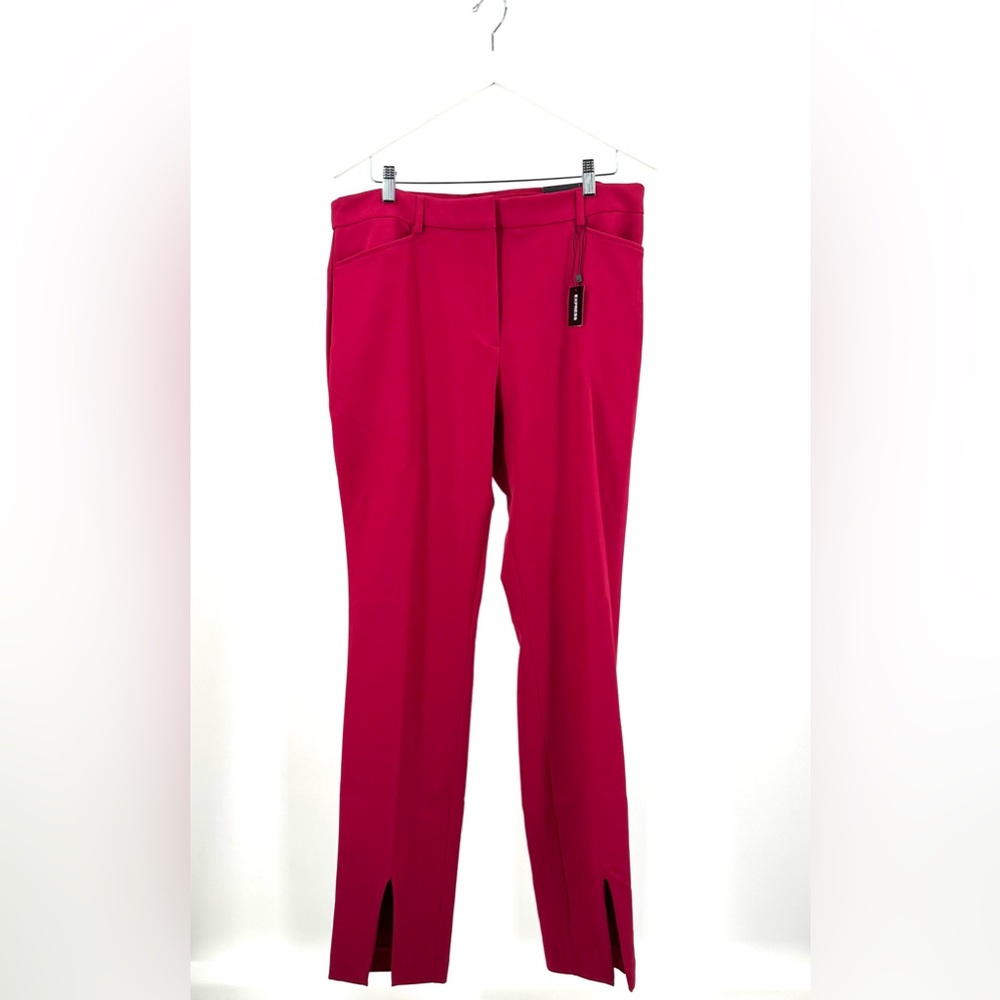 Express Hot Pink High Rise Straight Leg Slit Front Trouser Pant Size 14L NWT